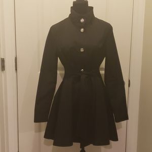 Betsey Johnson Fit & Flare Belted Trench